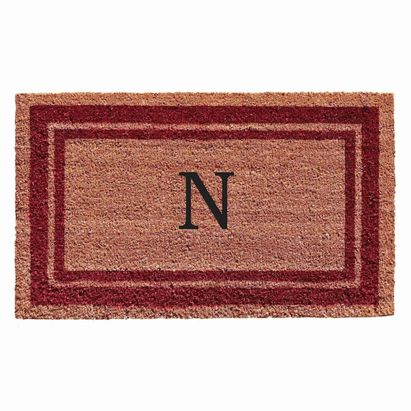 Calloway Mills Monogram Door Mat, Natural, Burgundy, 24 in W x 36 in L 152992436N - main